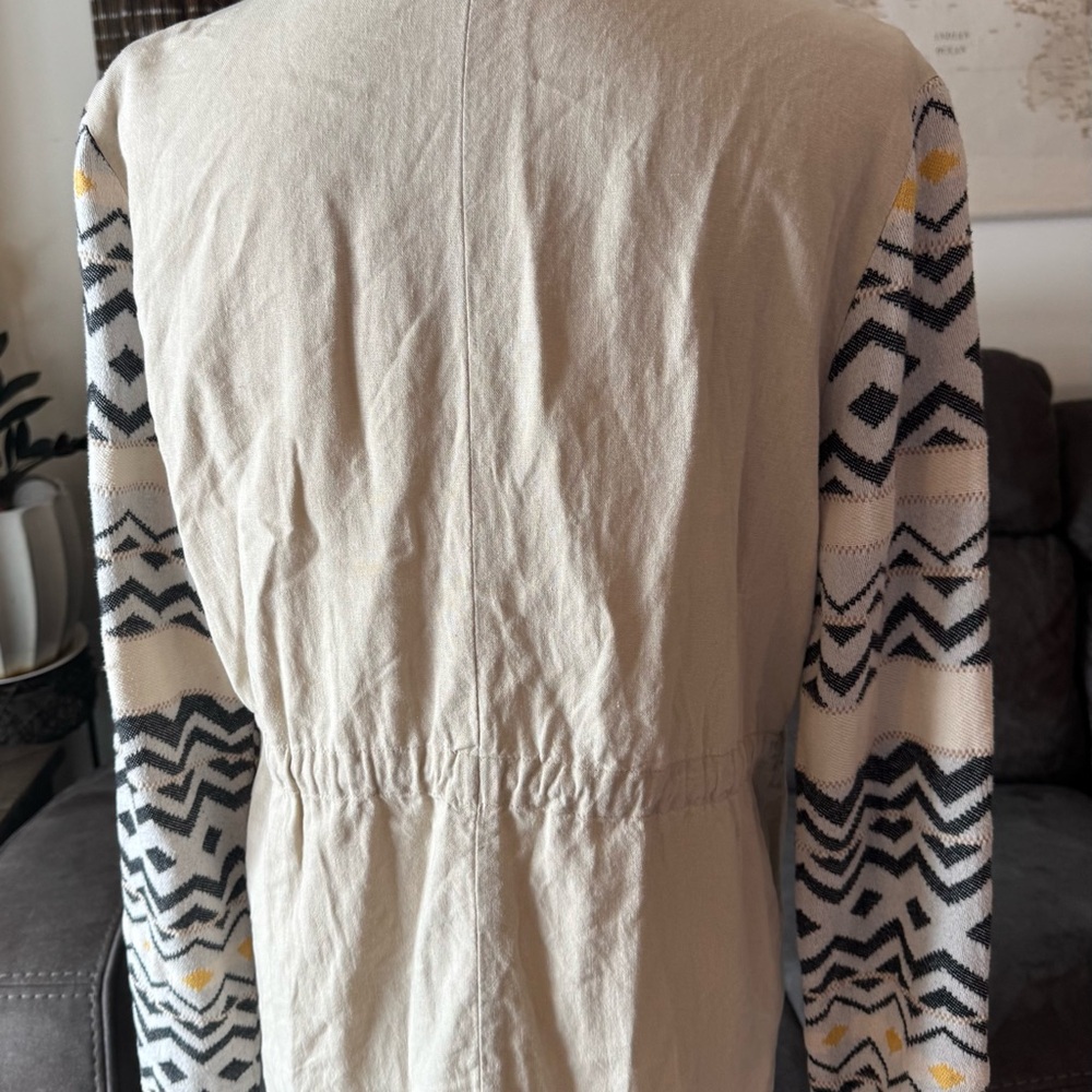 Pixley Beige Utility Jacket With Patterned Sleeve… - image 6